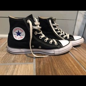 Size 8 black Converse high tops.